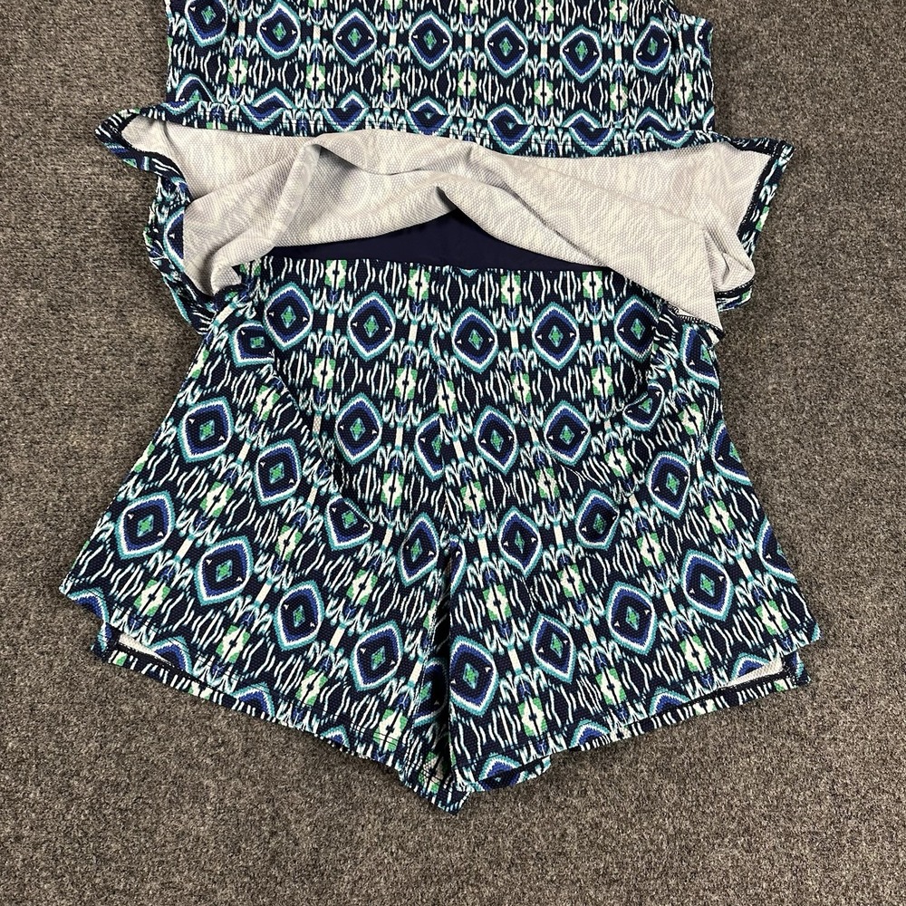 Tommy Bahama Ikat Beach Split-Neck Romper Dress  W/under Shorts Blue Sz Medium - Picture 11 of 11